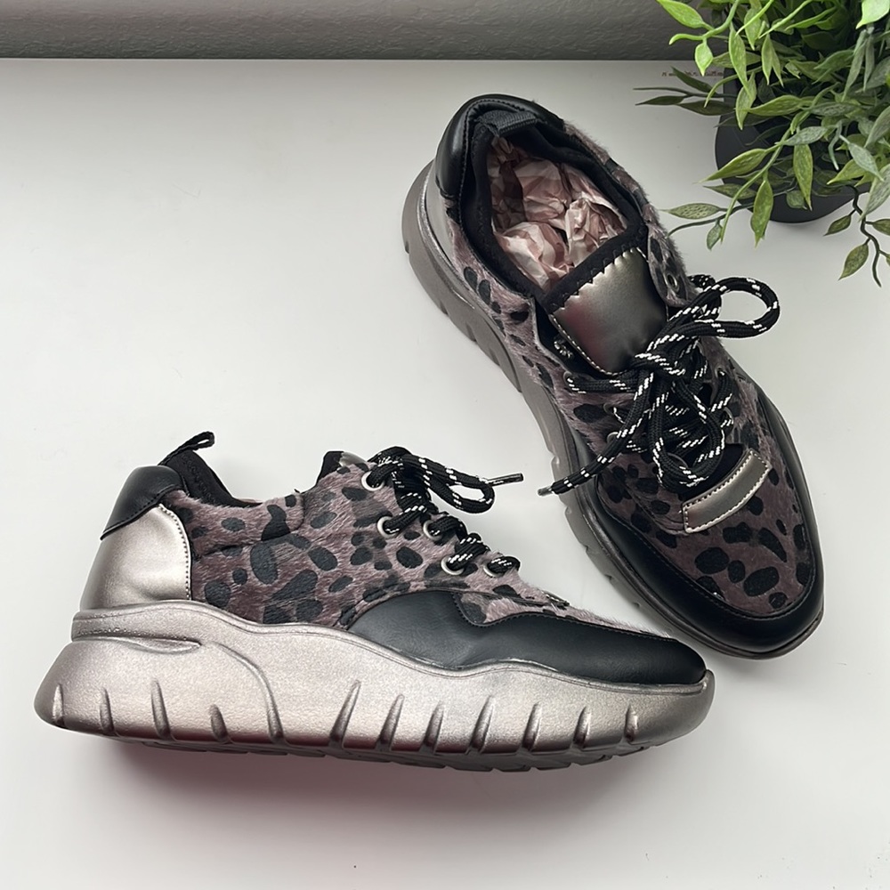 Cheetah-Print Platform Sneakers with Laces